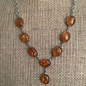 Vintage 925 s silver genuine Baltic amber necklace.